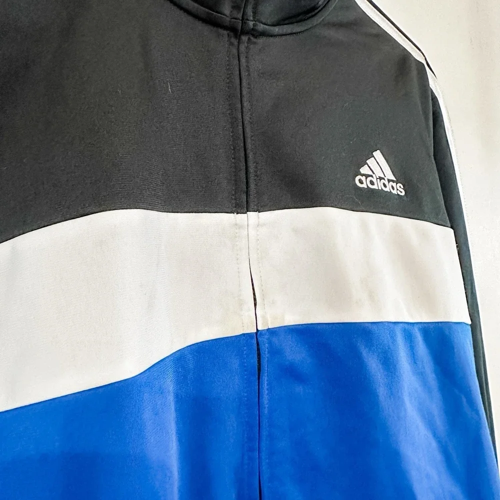 Adidas Boys XL 18/20‎ Full Zip Blue and Black Long Sleeve Track Jacket